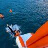 Swimming off the catamaran