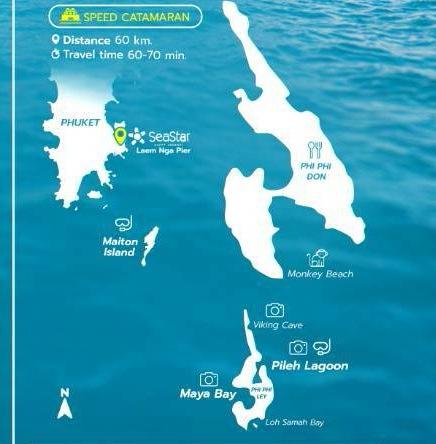 Sea Star Lazy Phi Phi and Maiton sunset route map