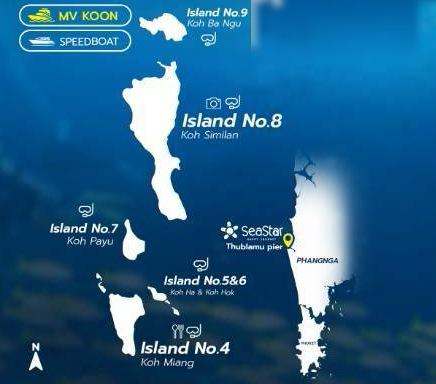 Sea Star Similan MV Koon 1 dive route map