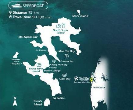 Sea Star Surin Islands 3 days 2 nights route map