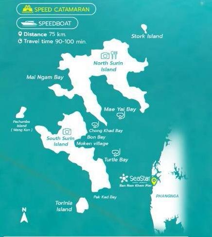 Sea Star Surin Islands and Moken village route map