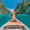 Longtail boat in Pileh Lagoon