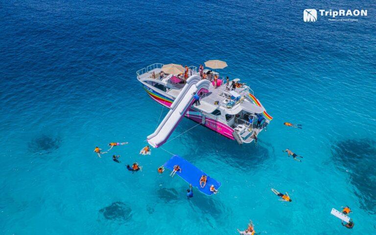Aerial view of the catamaran water slide