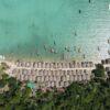 Aerial view of Moken village, Surin