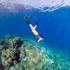 Snorkeler over the reef, Surin