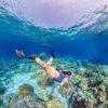 Snorkeler over the reef, Surin