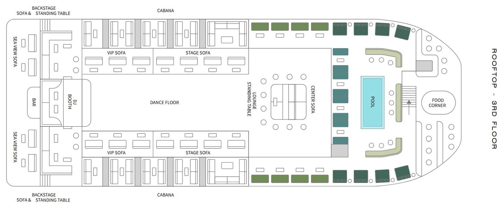 Yona Beach Club rooftop seating map