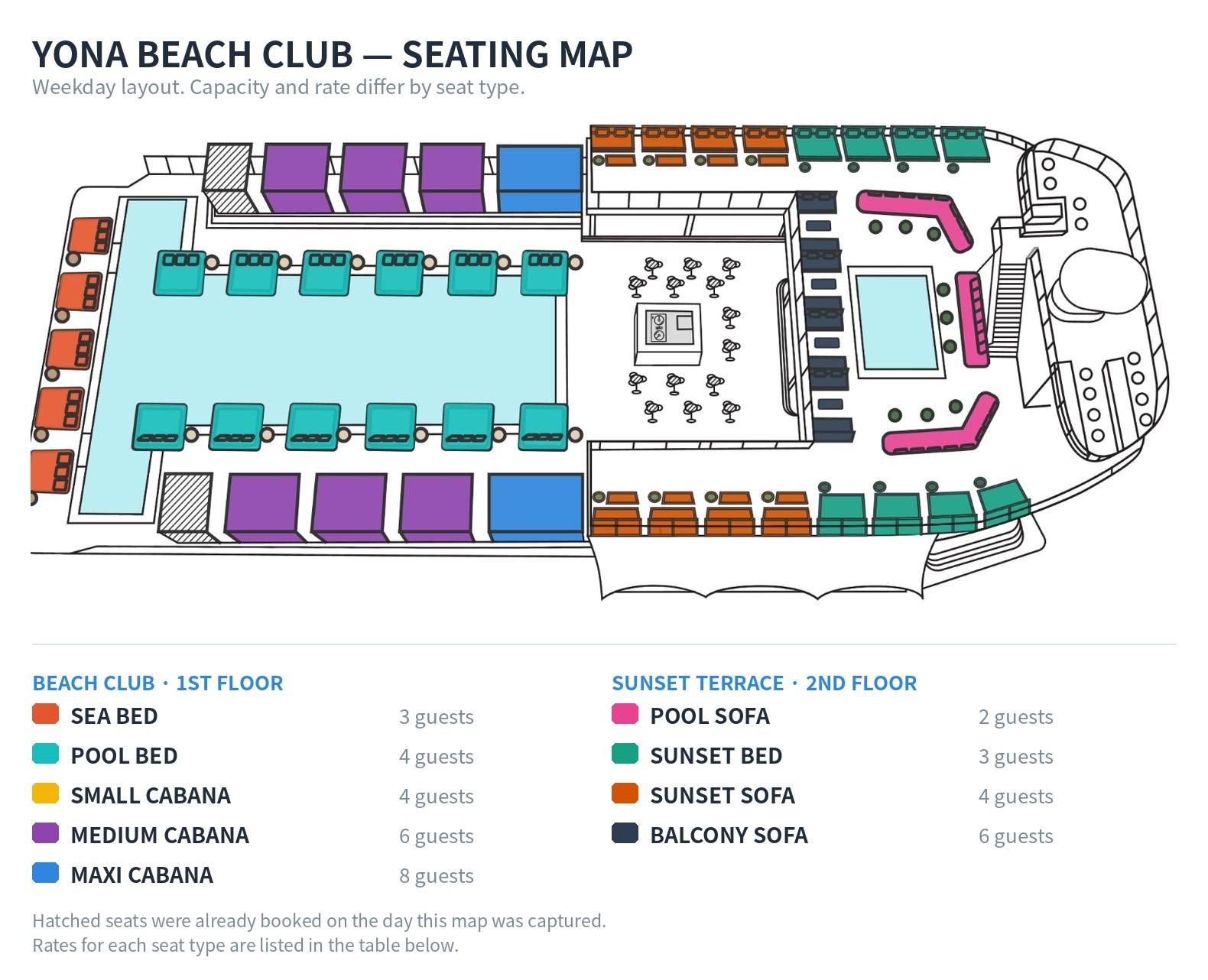 Yona Beach Club seating map