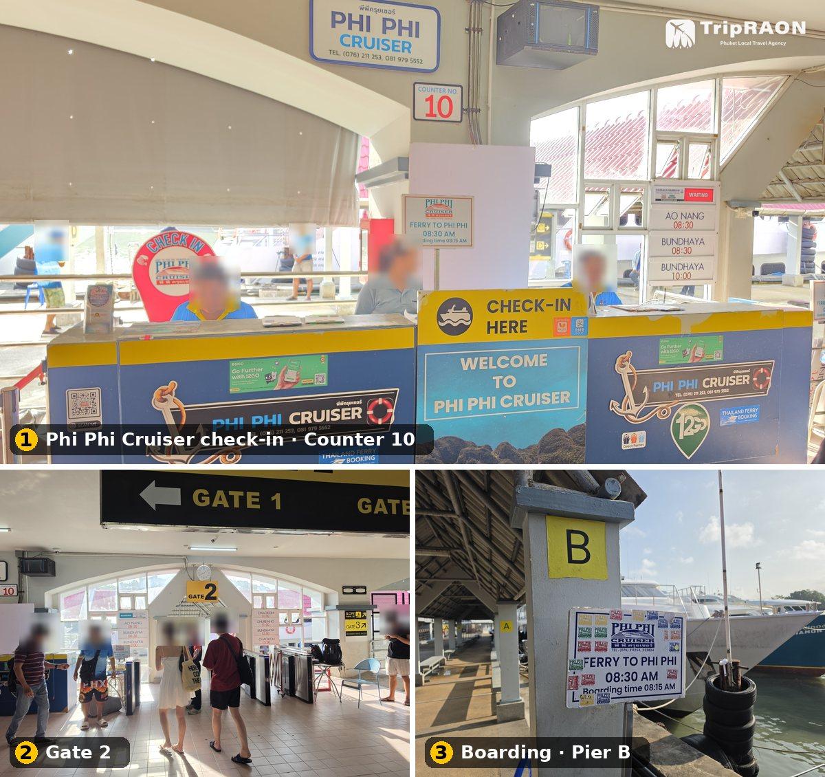เคาน์เตอร์ 10 (Counter 10) ของ Phi Phi Cruiser ที่ประตู 2 (Gate 2) Rassada Pier